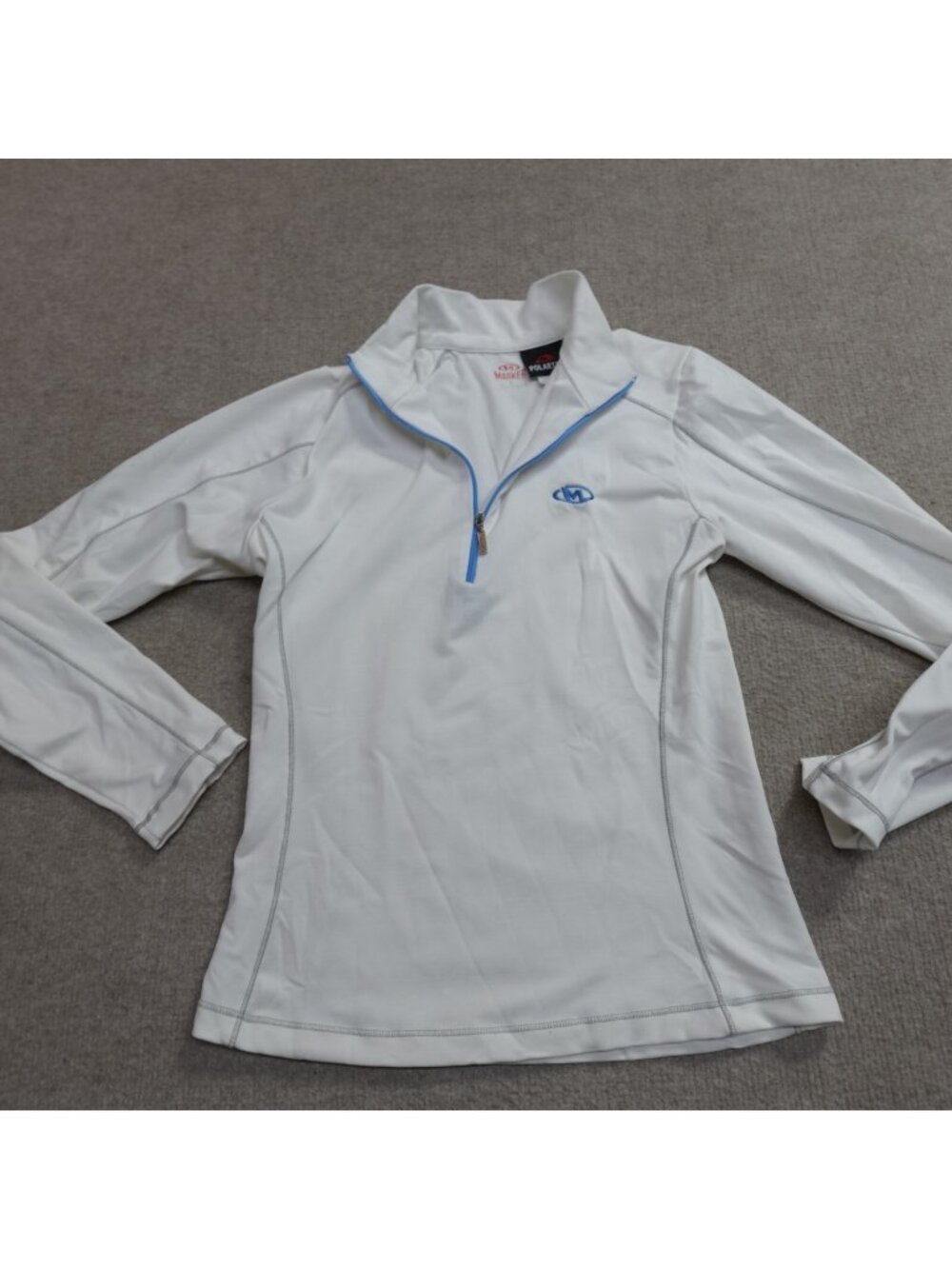 MARKER Womens Sweater Small White 1/4 Zip Pullover Solid Polartec Made in USA